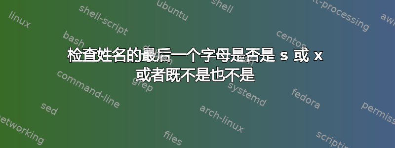 检查姓名的最后一个字母是否是 s 或 x 或者既不是也不是