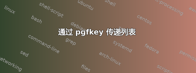 通过 pgfkey 传递列表