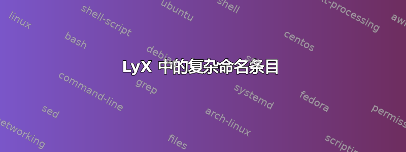 LyX 中的复杂命名条目