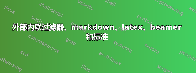 外部内联过滤器、markdown、latex、beamer 和标准