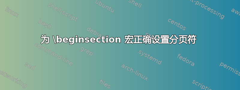 为 \beginsection 宏正确设置分页符