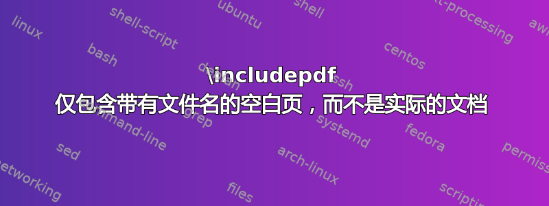 \includepdf 仅包含带有文件名的空白页，而不是实际的文档