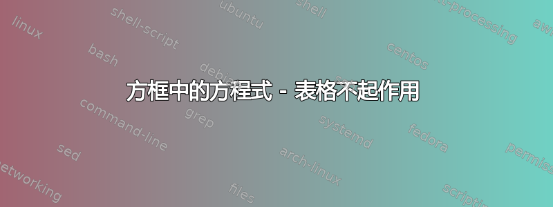 方框中的方程式 - 表格不起作用