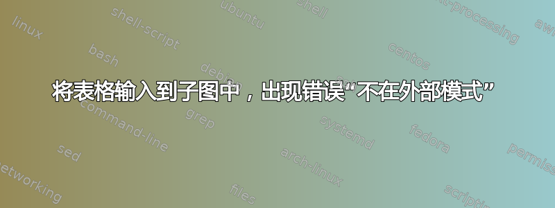 将表格输入到子图中，出现错误“不在外部模式”