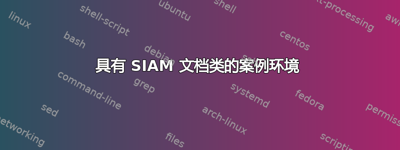 具有 SIAM 文档类的案例环境