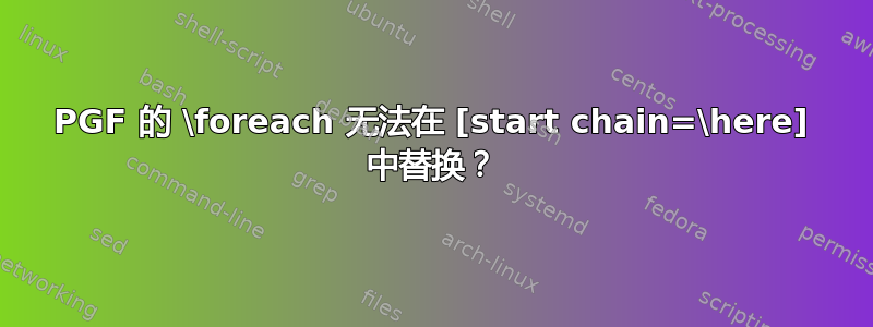 PGF 的 \foreach 无法在 [start chain=\here] 中替换？