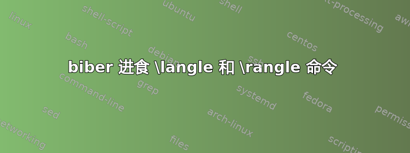 biber 进食 \langle 和 \rangle 命令