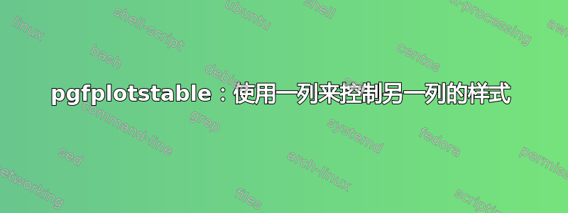 pgfplotstable：使用一列来控制另一列的样式