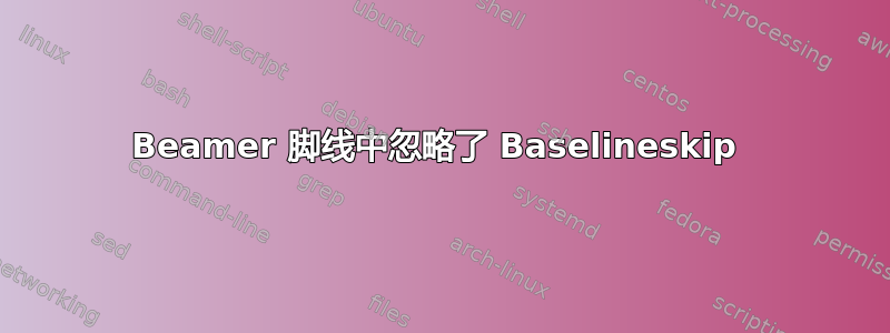 Beamer 脚线中忽略了 Baselineskip 