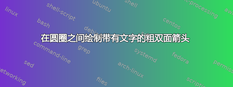 在圆圈之间绘制带有文字的粗双面箭头