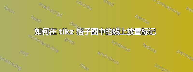 如何在 tikz 格子图中的线上放置标记