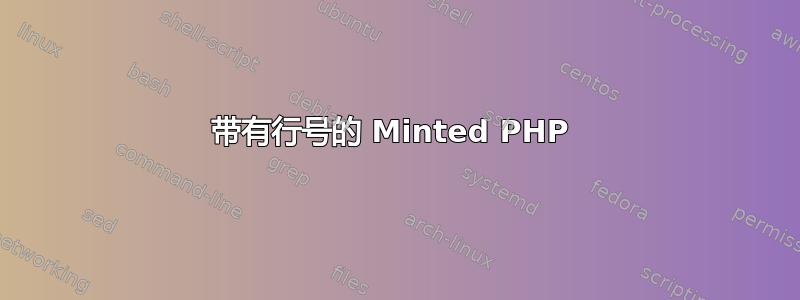 带有行号的 Minted PHP 