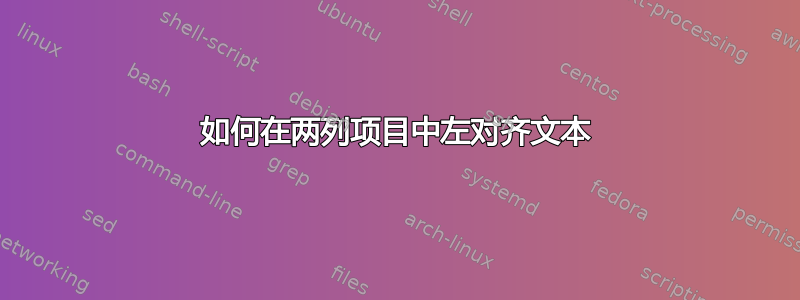 如何在两列项目中左对齐文本