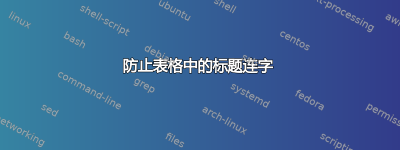 防止表格中的标题连字