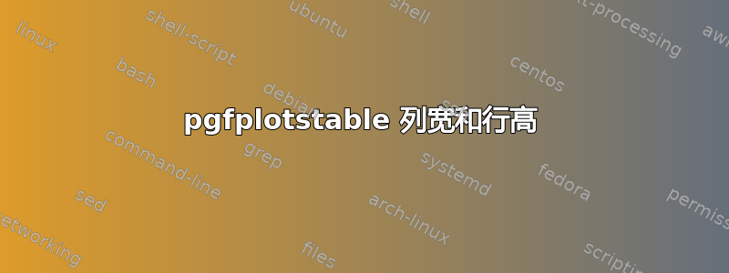 pgfplotstable 列宽和行高