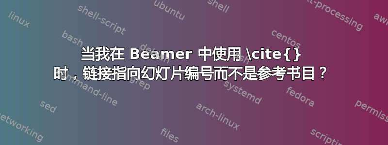 当我在 Beamer 中使用 \cite{} 时，链接指向幻灯片编号而不是参考书目？