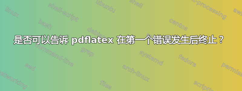 是否可以告诉 pdflatex 在第一个错误发生后终止？