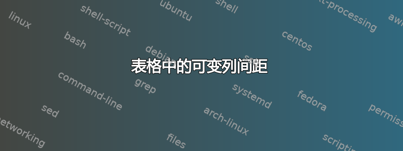 表格中的可变列间距