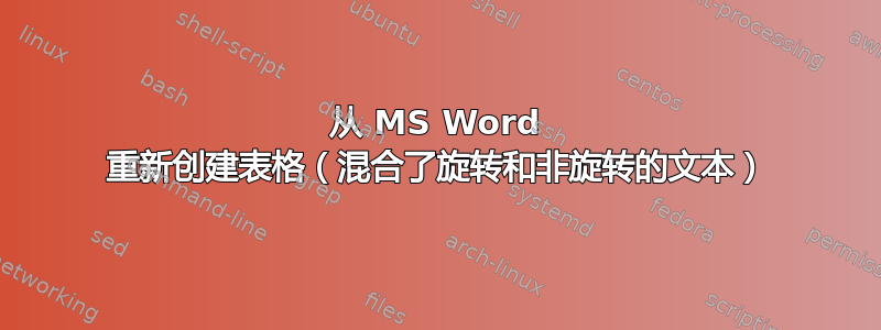 从 MS Word 重新创建表格（混合了旋转和非旋转的文本）