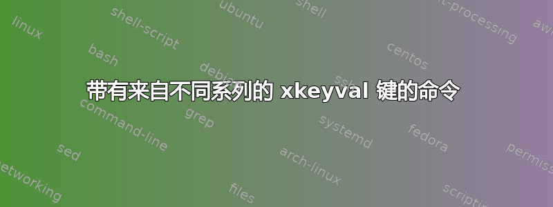 带有来自不同系列的 xkeyval 键的命令