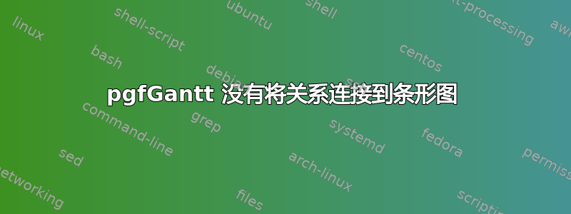 pgfGantt 没有将关系连接到条形图