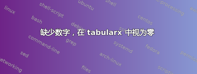 缺少数字，在 tabularx 中视为零