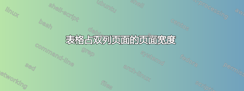 表格占双列页面的页面宽度