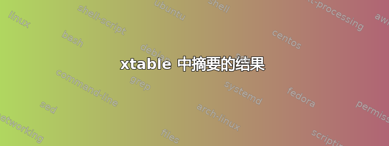 xtable 中摘要的结果