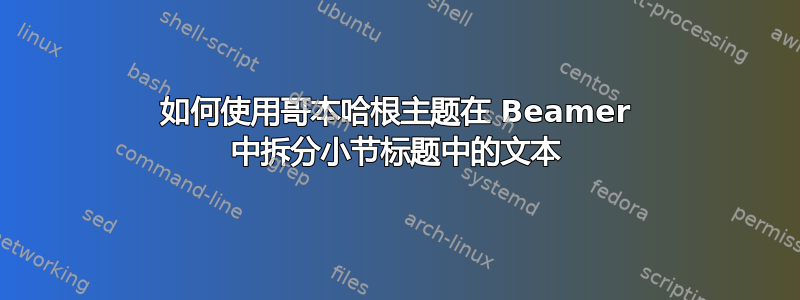 如何使用哥本哈根主题在 Beamer 中拆分小节标题中的文本