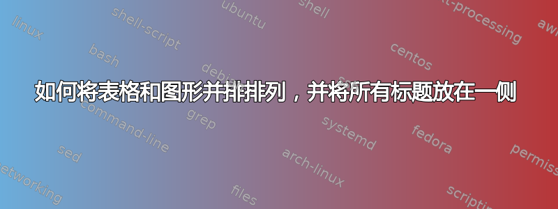 如何将表格和图形并排排列，并将所有标题放在一侧