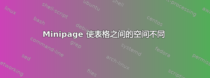 Minipage 使表格之间的空间不同