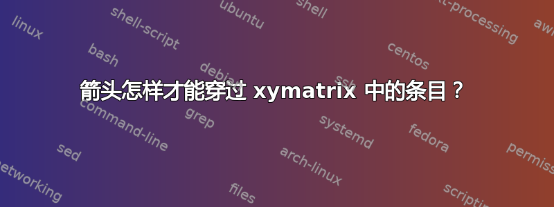 箭头怎样才能穿过 xymatrix 中的条目？