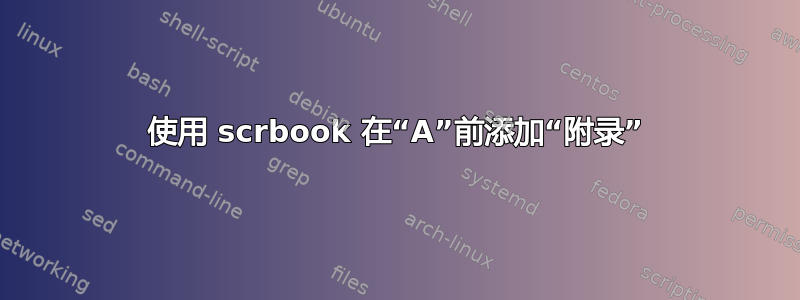 使用 scrbook 在“A”前添加“附录”