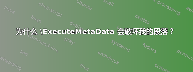 为什么 \ExecuteMetaData 会破坏我的段落？