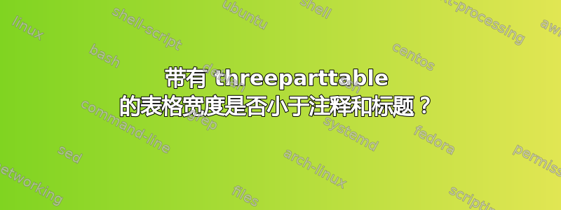 带有 threeparttable 的表格宽度是否小于注释和标题？