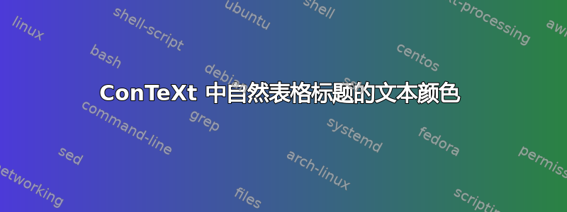 ConTeXt 中自然表格标题的文本颜色