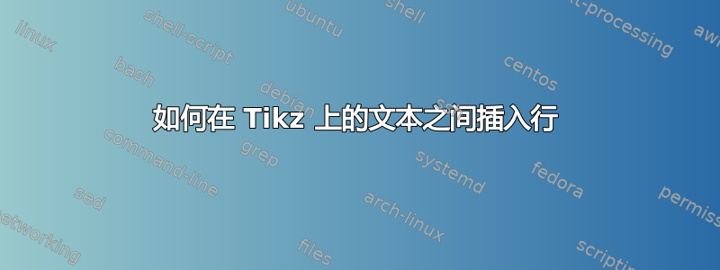 如何在 Tikz 上的文本之间插入行