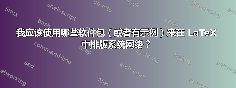 我应该使用哪些软件包（或者有示例）来在 LaTeX 中排版系统网络？