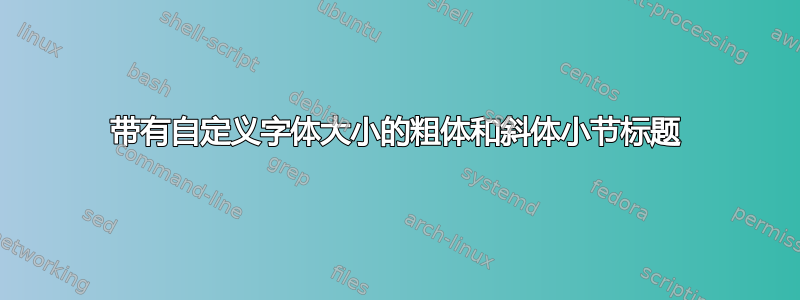 带有自定义字体大小的粗体和斜体小节标题