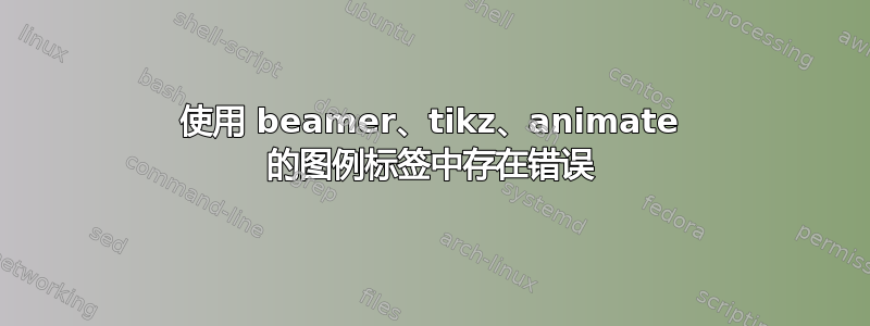 使用 beamer、tikz、animate 的图例标签中存在错误