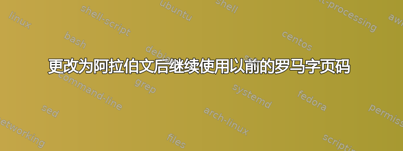 更改为阿拉伯文后继续使用以前的罗马字页码