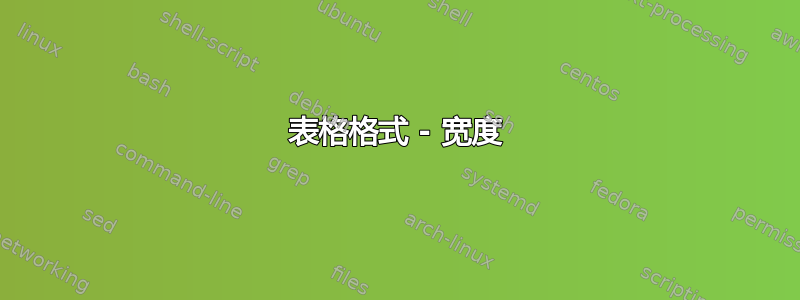 表格格式 - 宽度