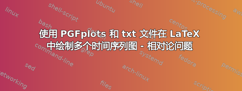 使用 PGFplots 和 txt 文件在 LaTeX 中绘制多个时间序列图 - 相对论问题