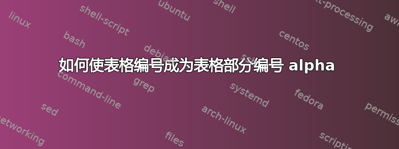 如何使表格编号成为表格部分编号 alpha