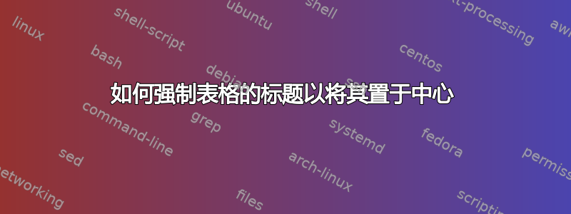 如何强制表格的标题以将其置于中心