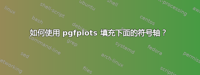 如何使用 pgfplots 填充下面的符号轴？