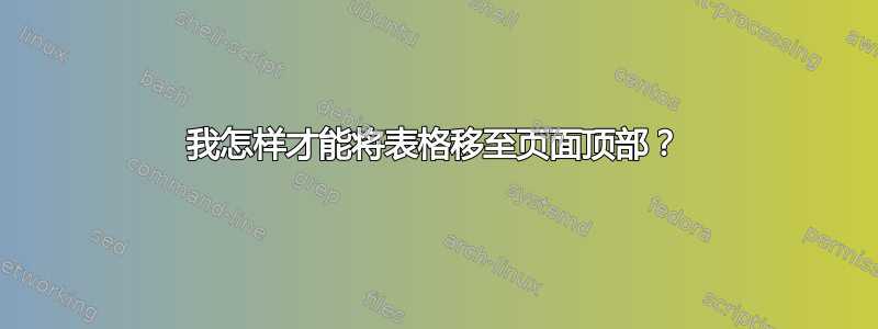 我怎样才能将表格移至页面顶部？