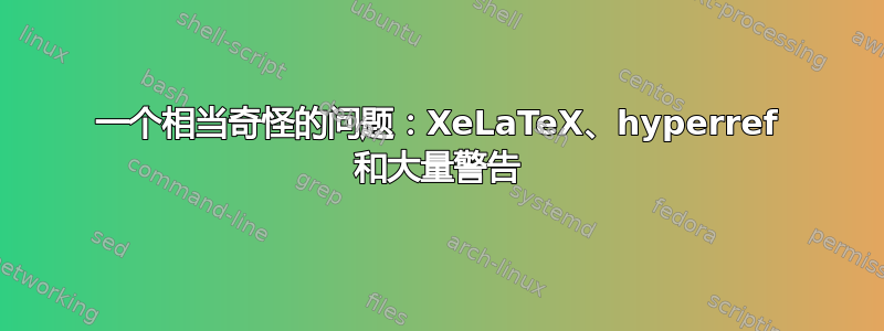 一个相当奇怪的问题：XeLaTeX、hyperref 和大量警告