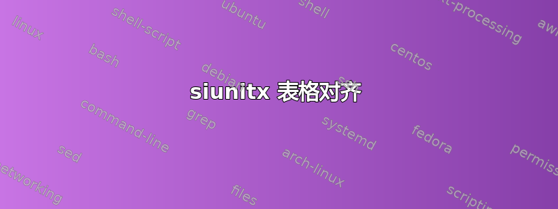 siunitx 表格对齐