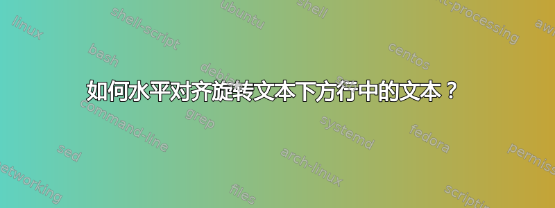 如何水平对齐旋转文本下方行中的文本？